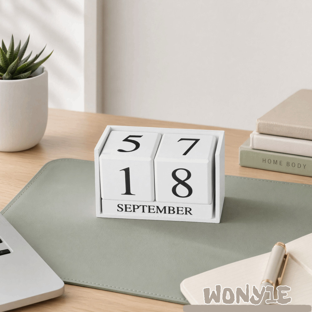 WONY1E 6pcs Calendário Perpétuo , Blocos De Mesa Do Mês Branco , De Data Reutilizável