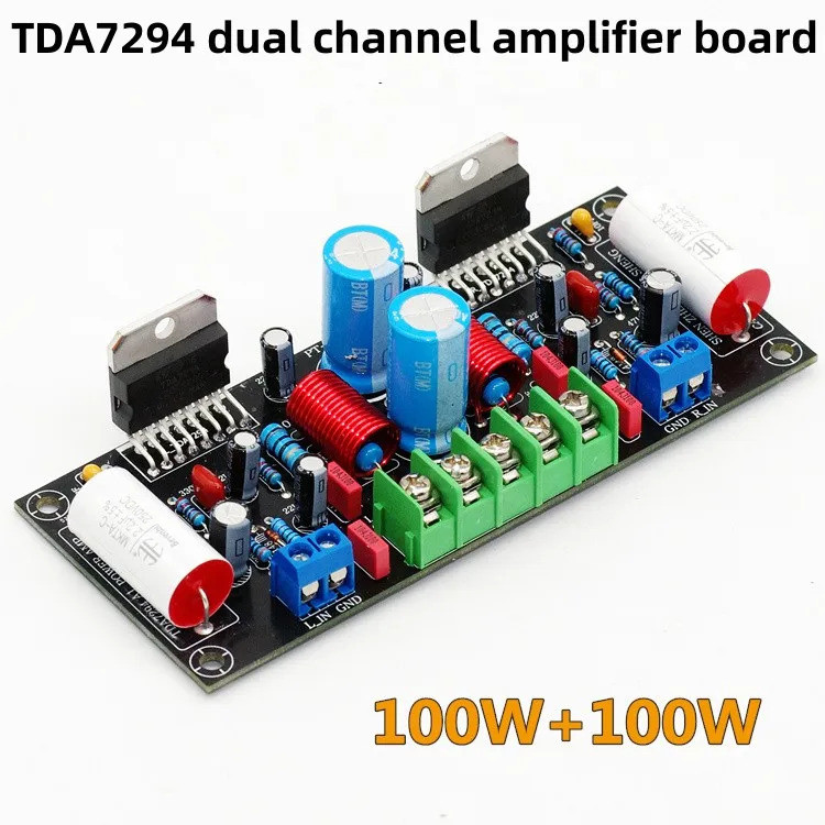 Placa Amplificadora de Áudio de Alta Potência TDA7294 100W+100W de Canal Duplo DC24-40V, Kit DIY Mini Amplificador de Áu