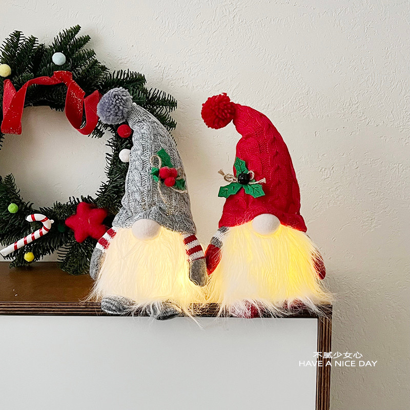 Natal sem rosto velho atmosfera decoração de mesa tema criativo decoração adereços luz noturna luminosa decorações de bo