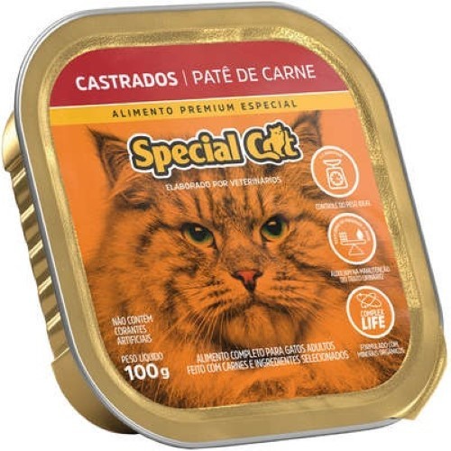 Ração Úmida Premium Special Cat para Gatos Castrados sabor Patê de Carne 100g