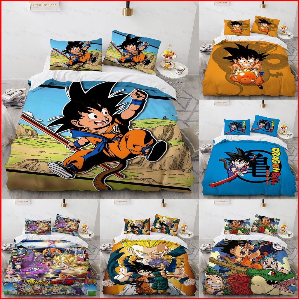GN Dragon Ball Qualidade Premium 3 Em 1 Lençol Capa De Edredão Fronha Conjunto Cama Casa Quarto Lavável Terno