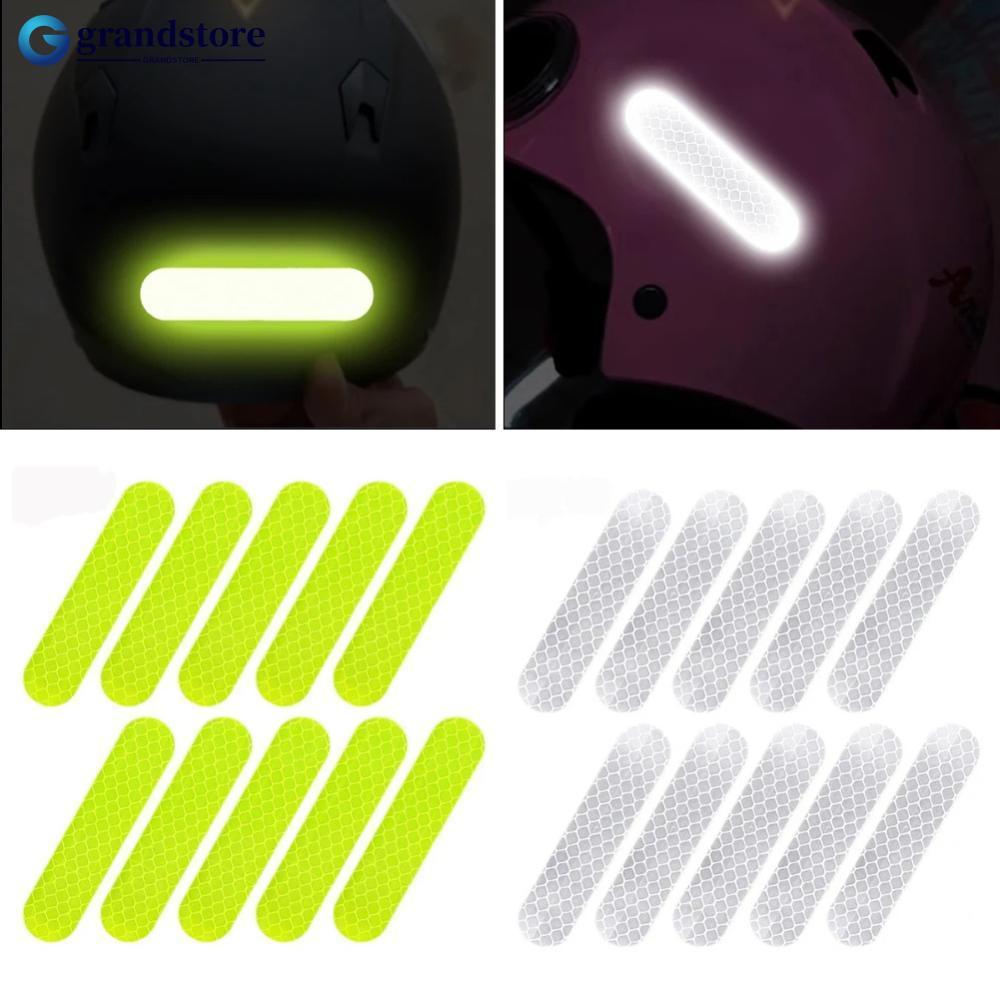 GRANDSTORE 10 Peças Adesivos Refletivos De Advertência Para Capacete De Motocicleta Segurança Noturna Acessórios De Dire