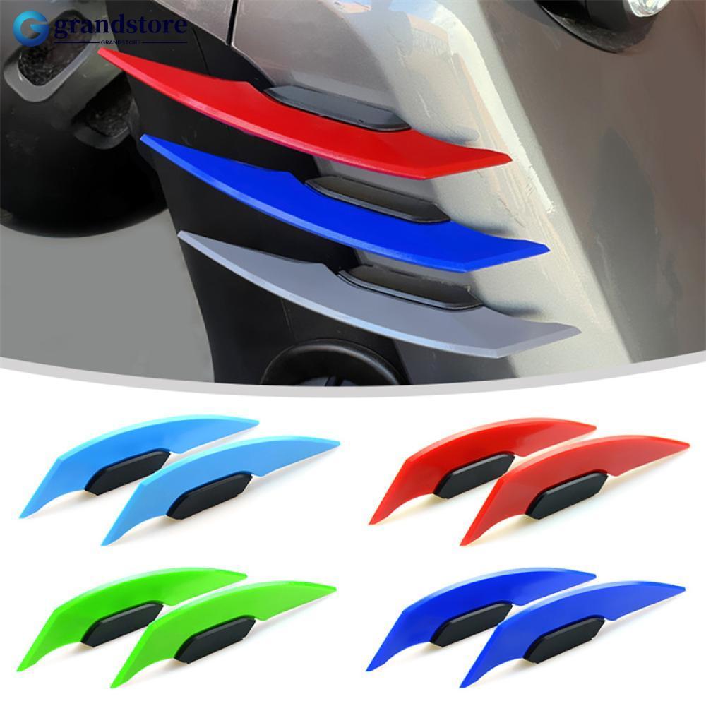 GRANDSTORE 2 Peças Universal Motocicleta Winglet Aerodinâmico Spoiler Asa Com Adesivo De Decoração R9T3