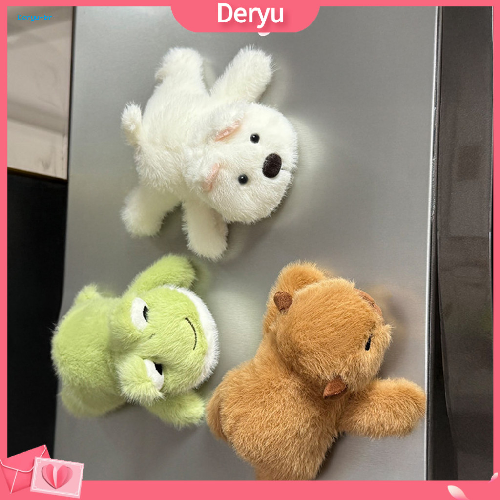 Plush Refrigerator Magnet Car Dashboard Ornament Cute Fridge Decoration – Magnetic Stuffed Dog Frog Horse Duck Adorabl