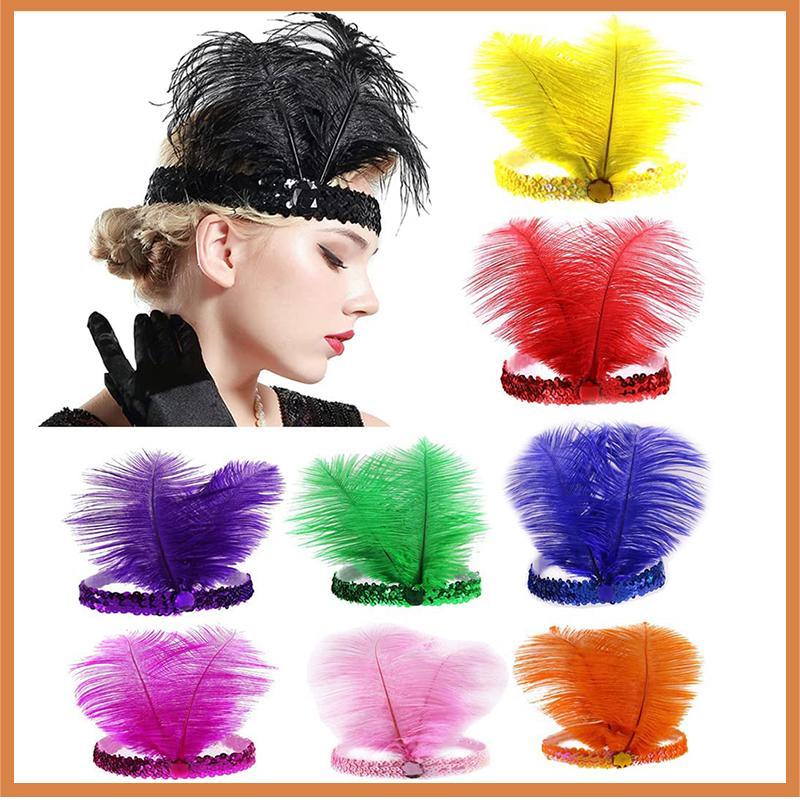 [BG] Lantejoulas Pena Cristal Indiano Cocar Festa De Natal Faixa De Cabelo Indiana Moda Feminina Acessórios Para BR