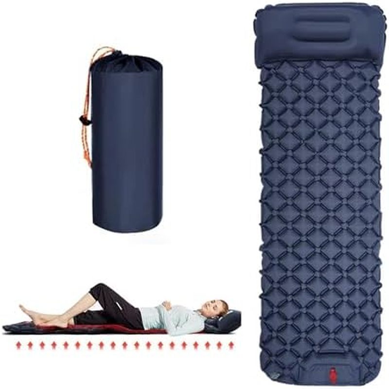 Almofada De Dormir Para Camping-Tapete Inflável Ultraleve Com Bomba De Pé Embutida & amp ; Travesseiro , Colchão De Ar C