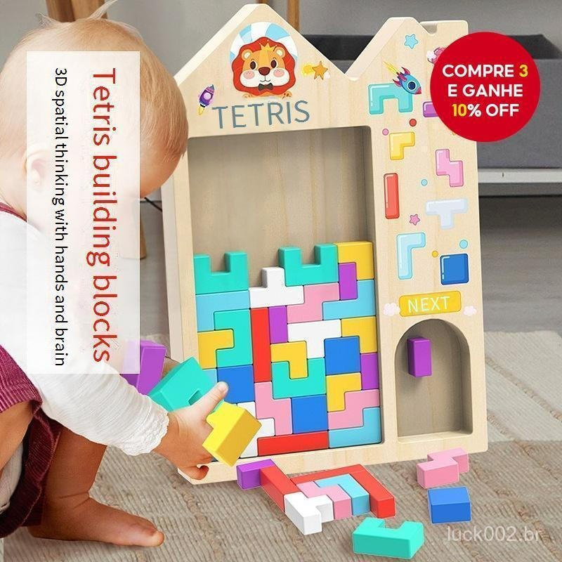 Blocos de Quebra-Cabeça 3D Tetris L: Brinquedo Criativo para o Desenvolvimento Cerebral das Crianças com Base de LEGO