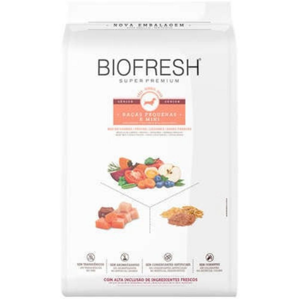 Ração Seca para Raça Pequena e Mini de Cães Sênior Sabor Mix de Carne 1Kg Biofresh