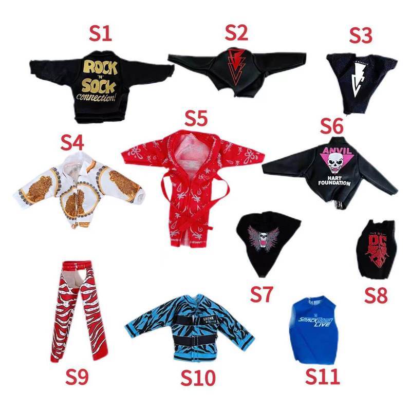 Produtos mais vendidos adequados para figuras móveis de luta livre WWE de 6 a 7 polegadas, acessórios de roupas, várias 