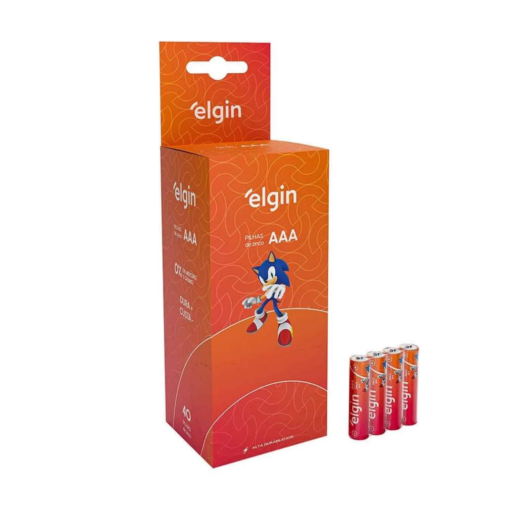 Pilha de Zinco AAA Palito - Caixa com 40 Unidades Elgin - ELE000000082342