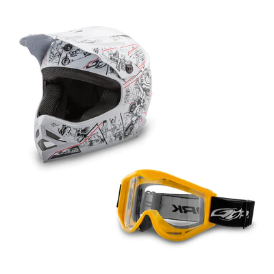 Kit Capacete Cartoon Racing + Óculos 788 De Motocross Pro Tork Trilha Enduro Masculino e Feminino