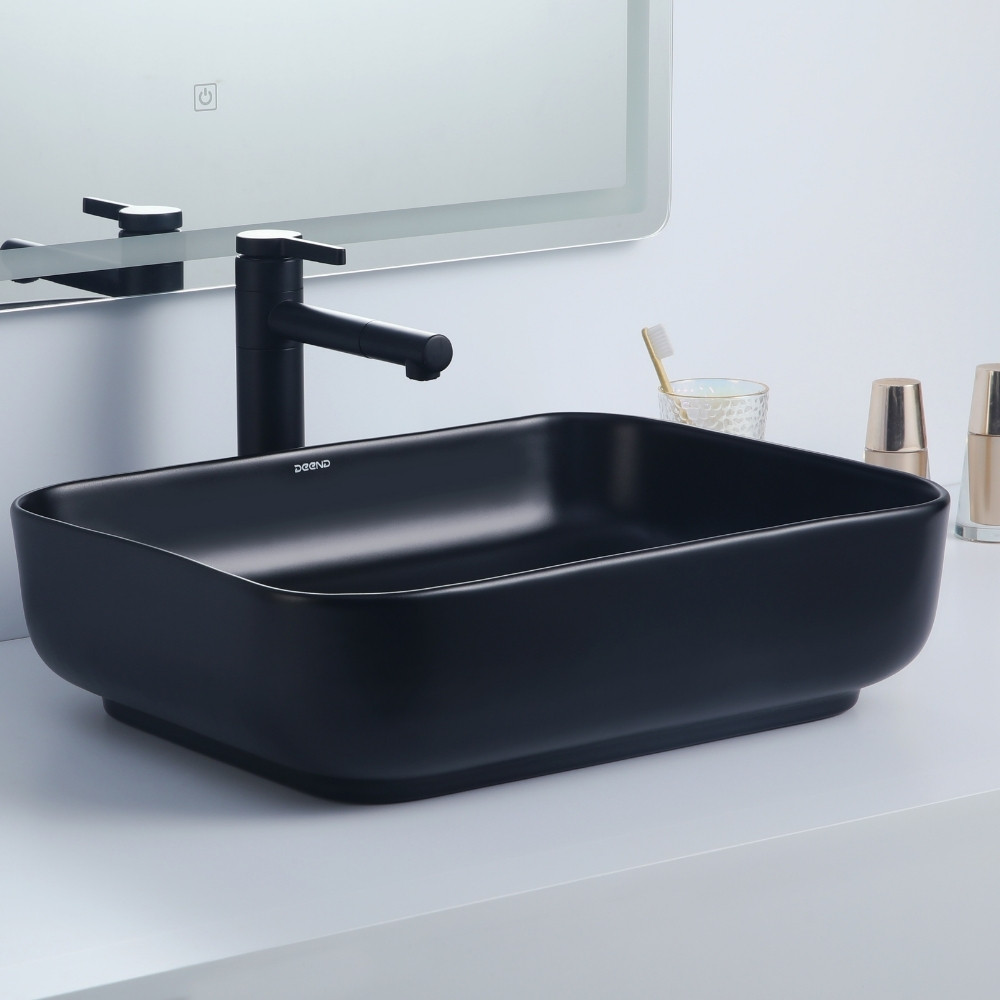 Cuba de Ceramica Deend Rettangolo Nero Sottile 51x39x13cm em Oferta na Shopee