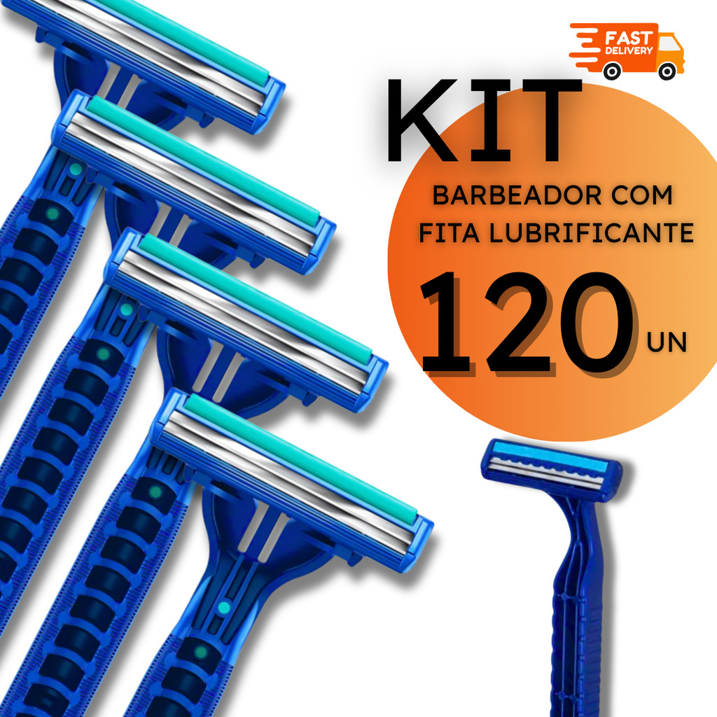 Barbeador Descartável - Lâmina Dupla Fita Lubrificante - 24, 26, 48, 96 ou 120 unidades