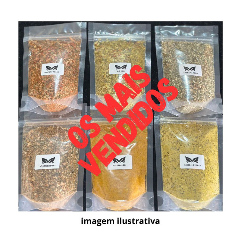 TEMPEROS E CONDIMENTOS KIT 32 UNIDADES 30g A 100g EMBALAGEM ZIP LOCK em Oferta na Shopee