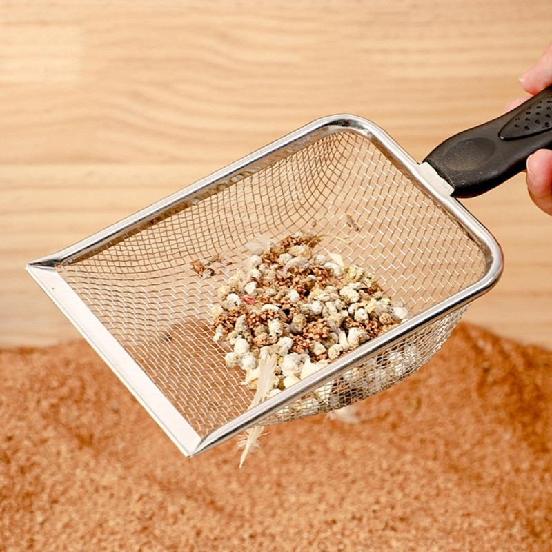 Pá Higiênica De Areia para Gatos Peneira Coletora Aço Inox JH