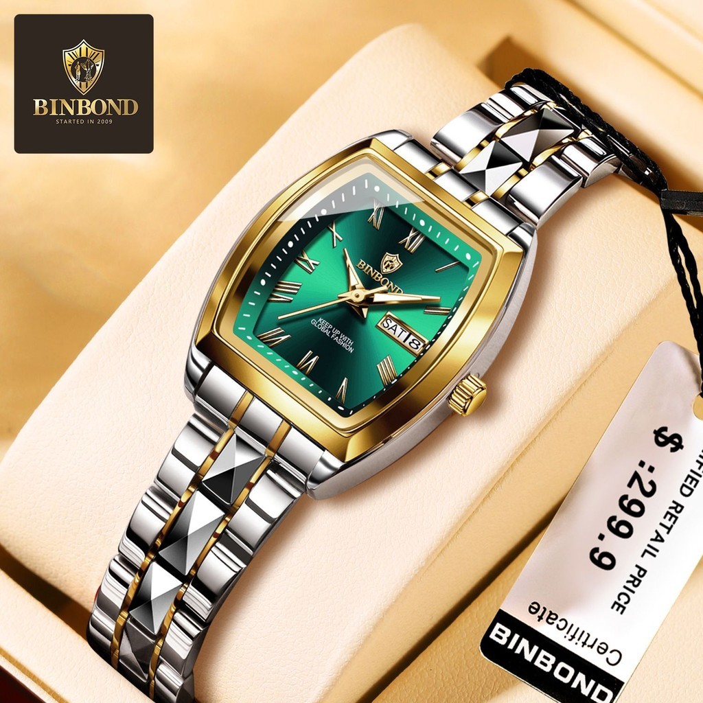 BINBOND Relógio de Quartzo de Casal da Marca, Resistente à Água com Calendário, Elegante e Empresarial 355 em Oferta na Shopee