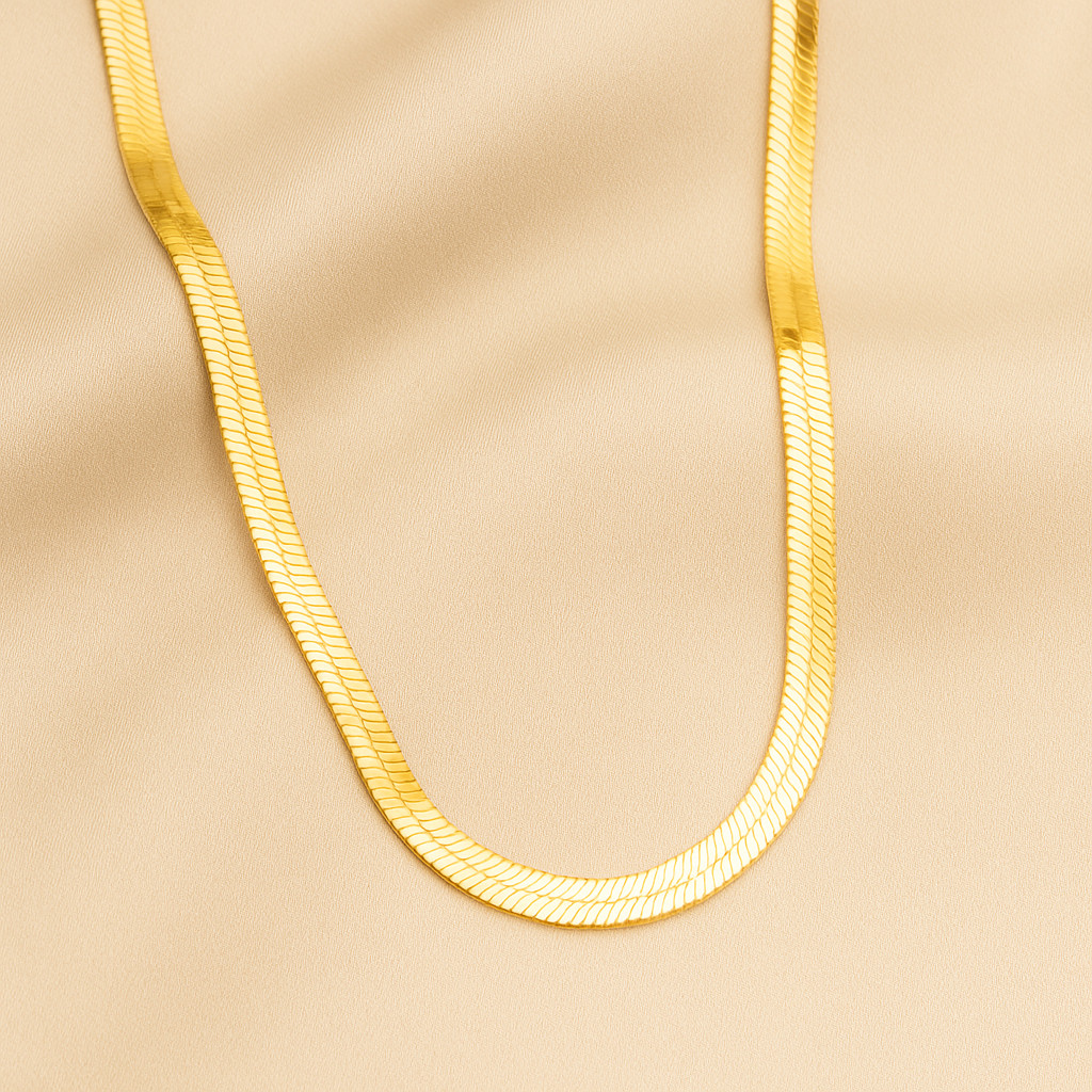 Colar Dourado Fita Larga Feminino, Corrente Choker Folheada a Ouro 18k