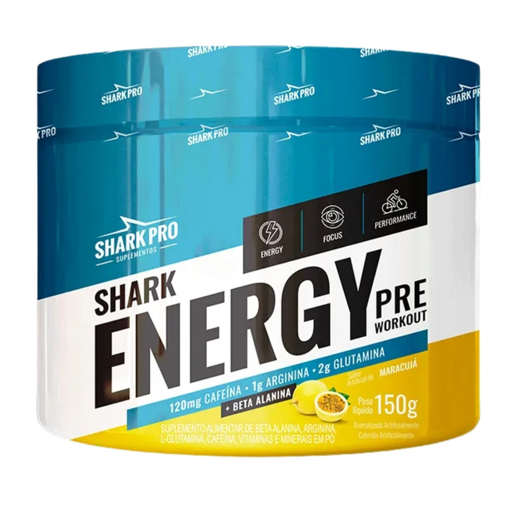 Pré Treino Shark Energy Pote 150g Sabor Maracujá Shark Pro