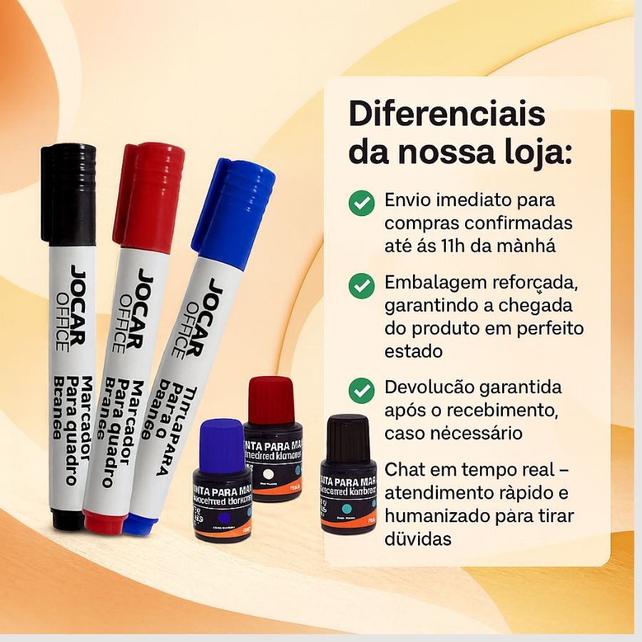 Kit Quadro Branco Marcador Para Quadro Branco Azul Preta Vermelha-jocar 3 UNIDADES + 3 Tintas em Oferta na Shopee