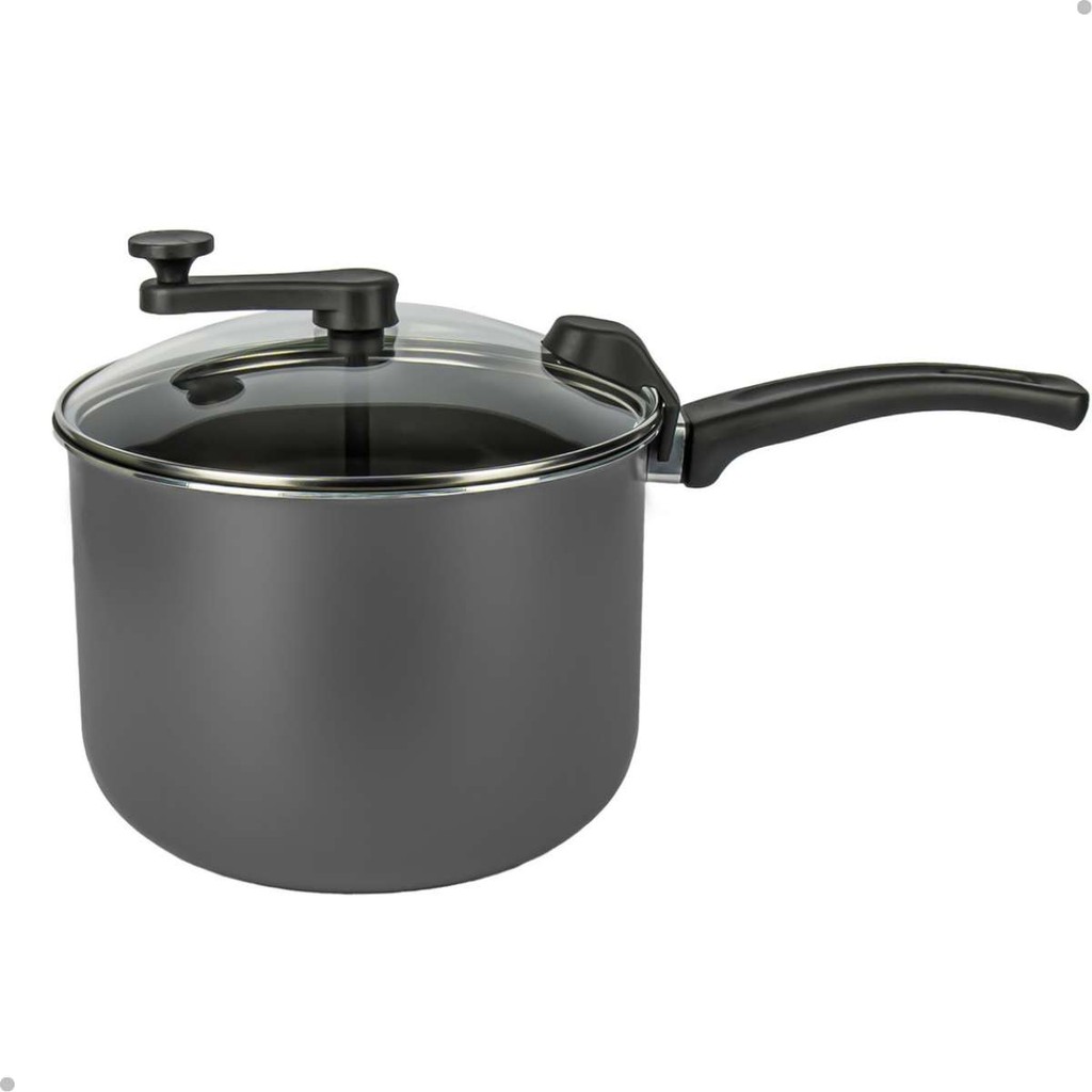 Panela Pipoca Antiaderente Tampa de Vidro 3,8L Panelux Grafite
