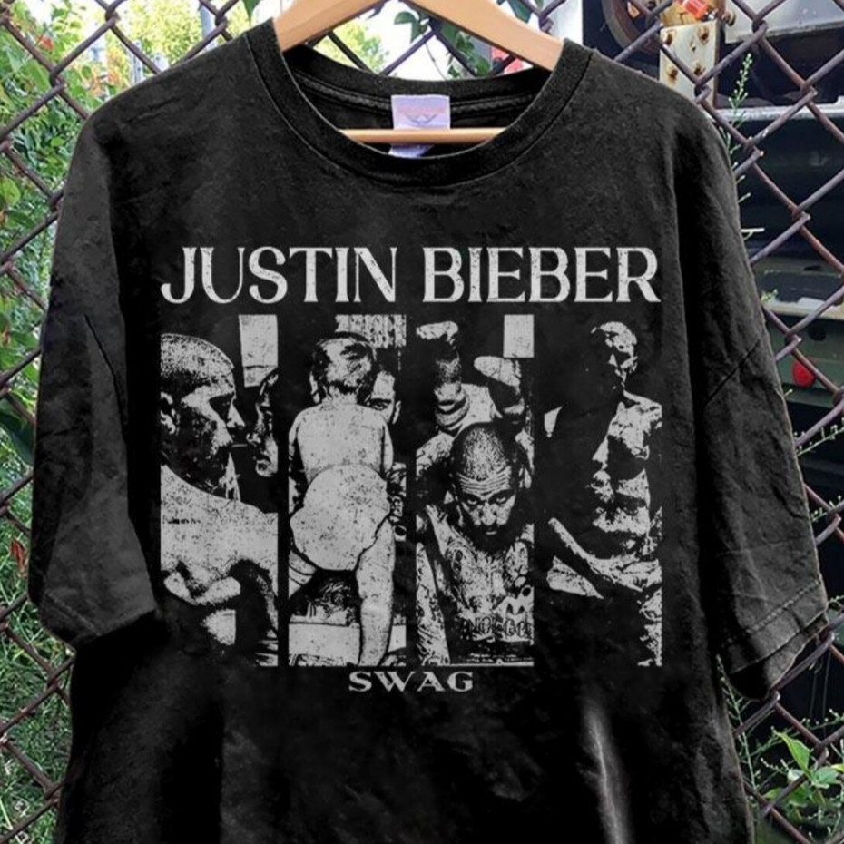 [Camiseta Premium em Algodão Puro]SISI Camiseta Unissex Algodão Camiseta Unissex Algodão Justin Bieber Swag