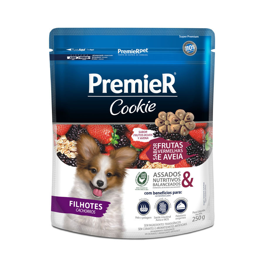 Cookie Premier Cães Filhotes Frutas Vermelhas e Aveia 250g