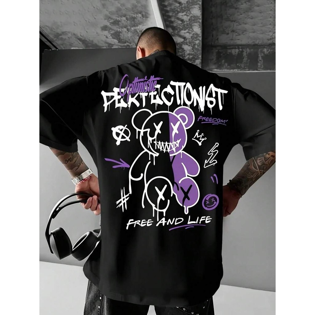Camiseta Masculina Algodão Adulto Infantil Perfectionist Otimist Uso Cartoon Basico swag Streetwear Over Moda Premium