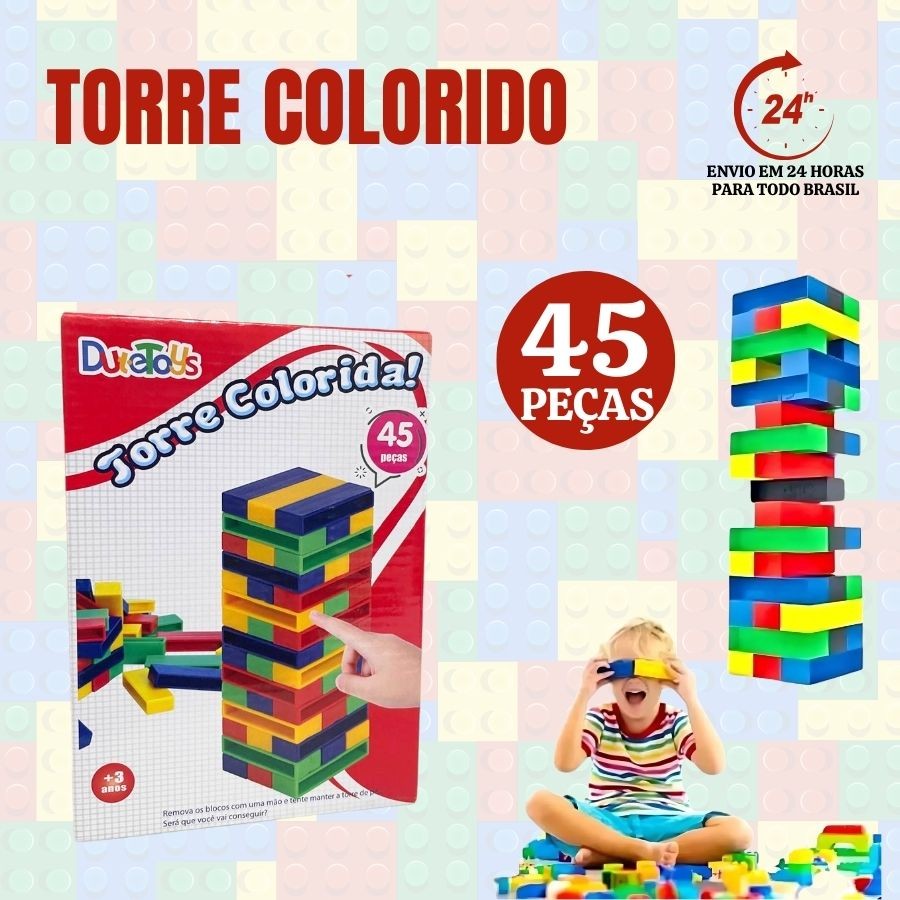 Jogo Torre Colorida De Mesa Caiu Perdeu Terremoto Torre Colorida Brinquedo 45 Pçs