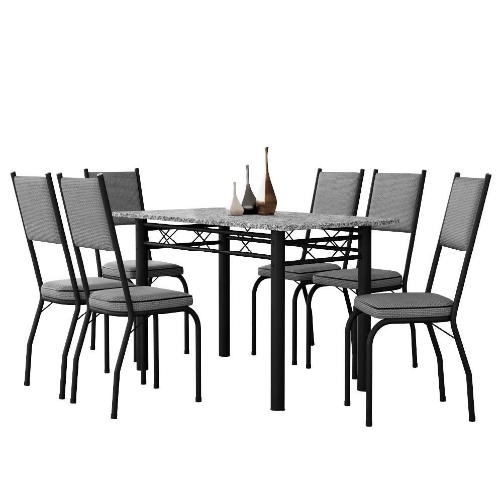 Conjunto Sala De Jantar Mesa Tampo Granito 1,40m Com 6 Cadeiras Diana Artefamol em Oferta na Shopee
