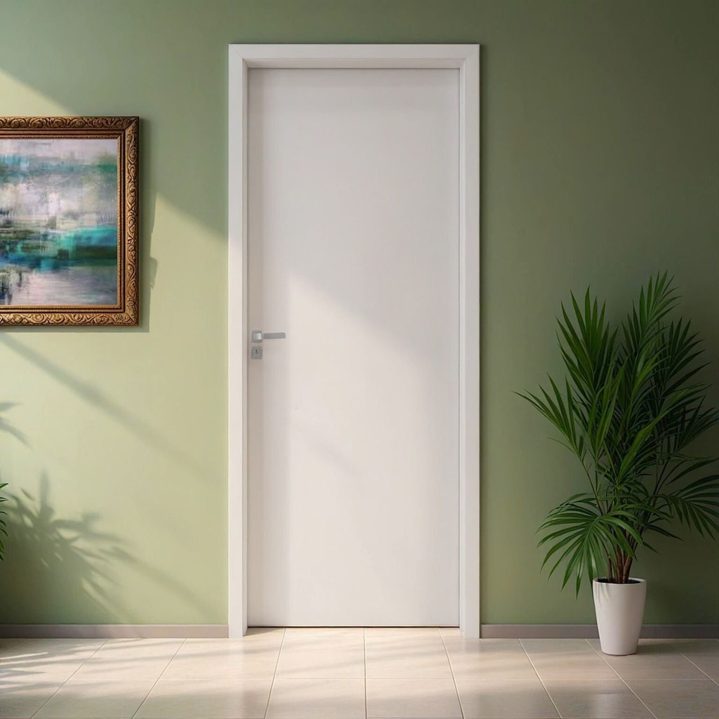 Kit Porta de Madeira 210x72cm Batente 11cm Lisa Primer Uniportas Abertura Esquerda Esquerda