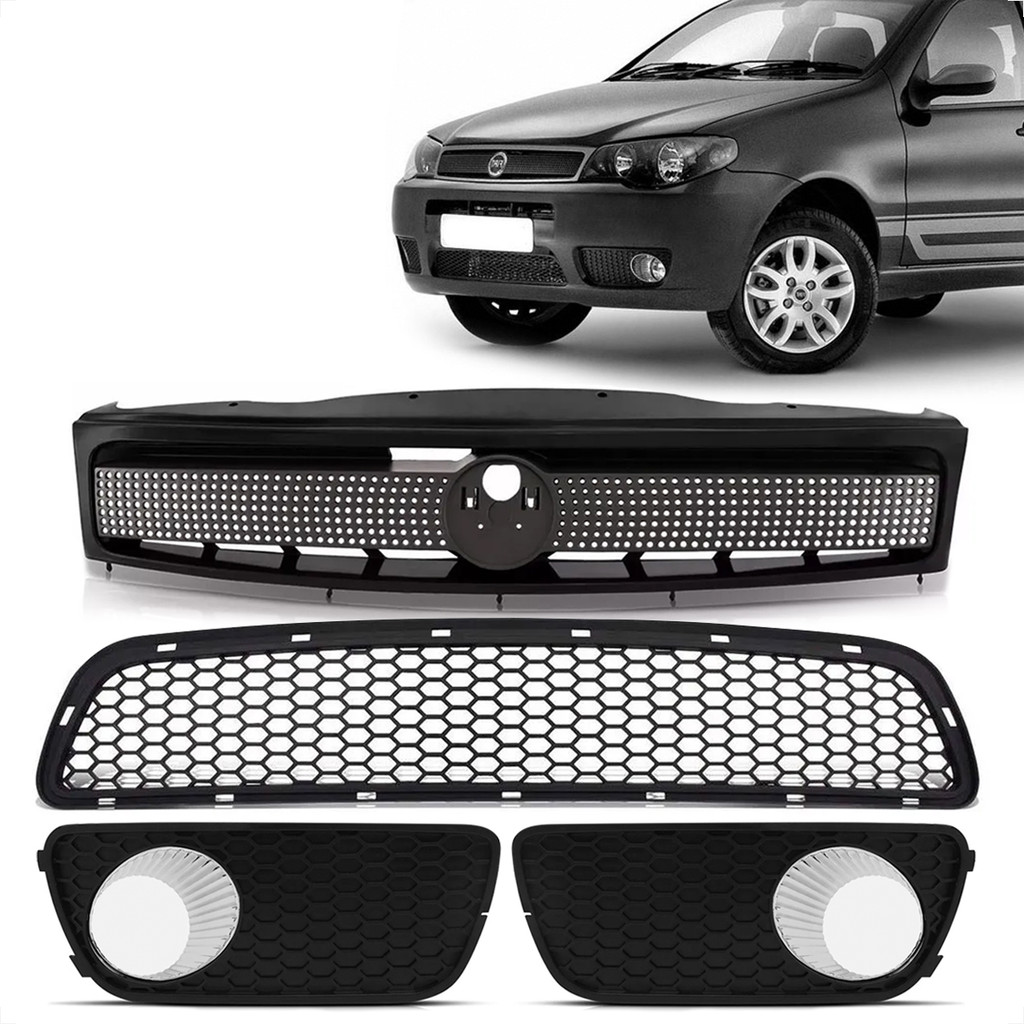 Kit Grades Parachoque Moldura Farol Milha Palio Siena G3 2004 2005 2006 2007 2008 2009 2010 em Oferta na Shopee