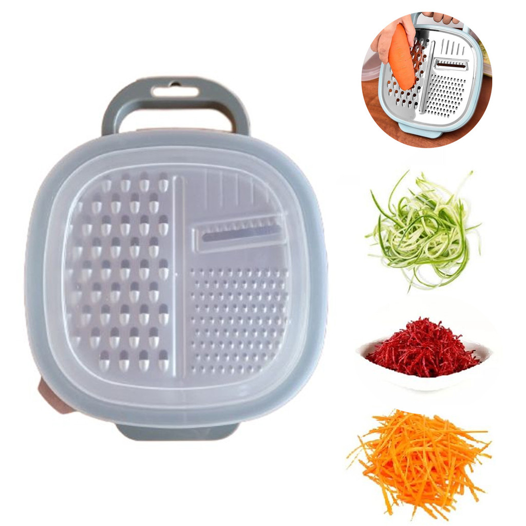 Cortador de Legumes Ralador Inox 3 em 1 Com Pote 23 Cm em Oferta na Shopee