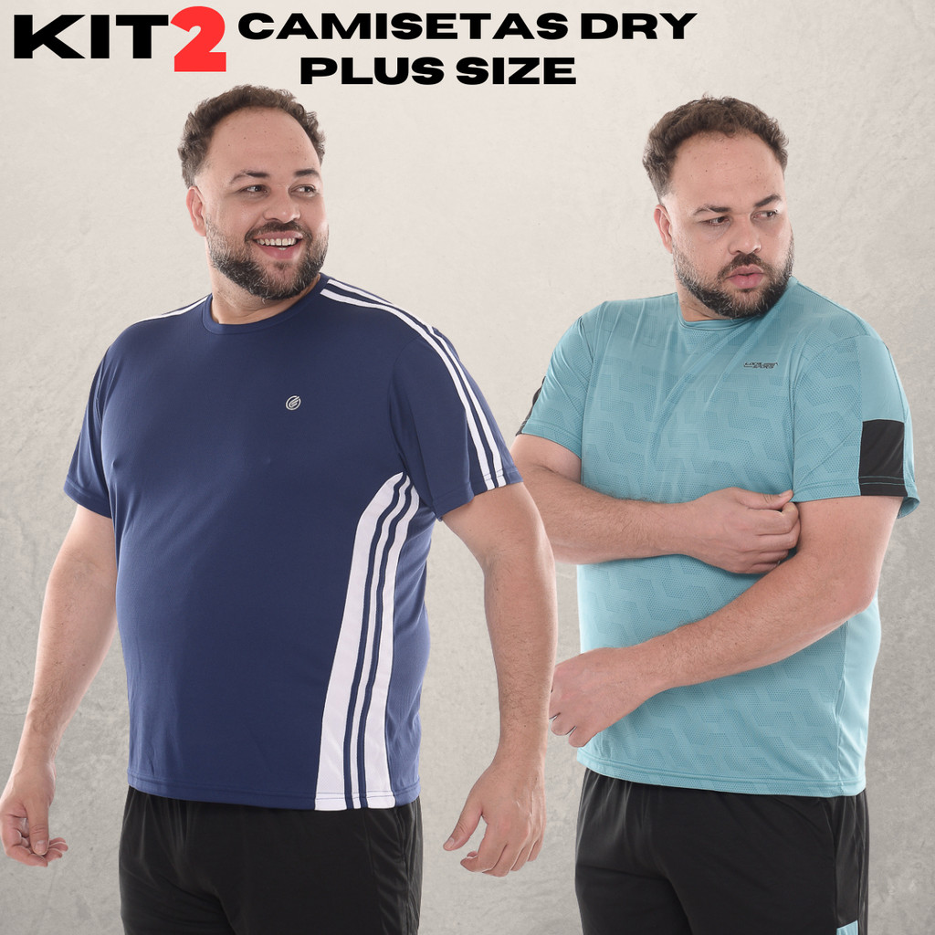 Kit 2 Camisetas Dry Fit Plus Size Masculina Premium em Oferta na Shopee