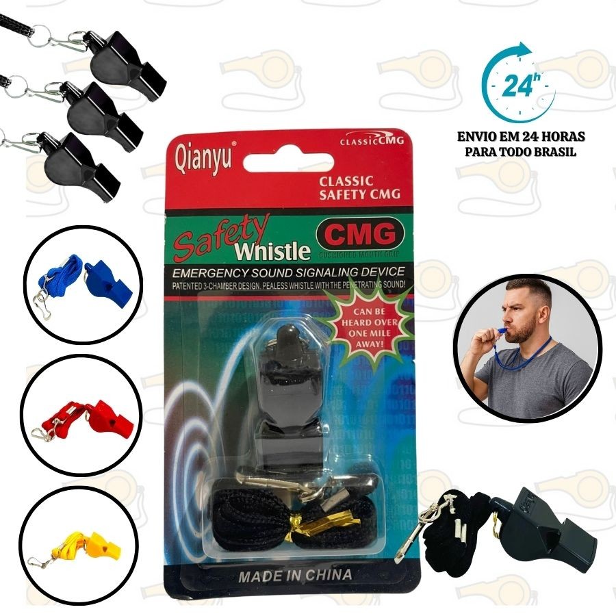 Apito Juiz Futebol Profissional Cordão Bola Basquete Vôlei Futsal Educador Professor Camping Bike. em Oferta na Shopee