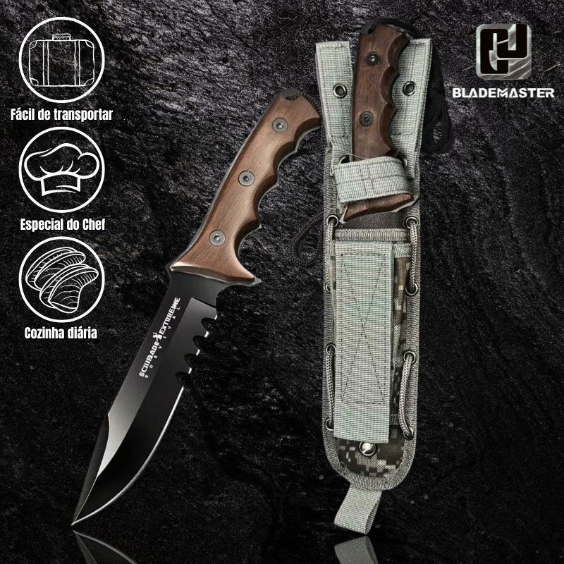 Adaga Multiuso Bowie, 30 cm, com lâmina serrilhada + bainha reforçada SCHURADE EXTREME