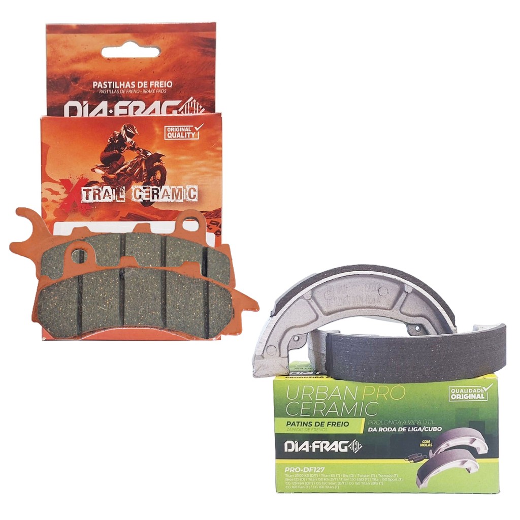 Kit Pastilhas e Lonas de Freio Biz 125 Combi Brake Cerâmica Diafrag