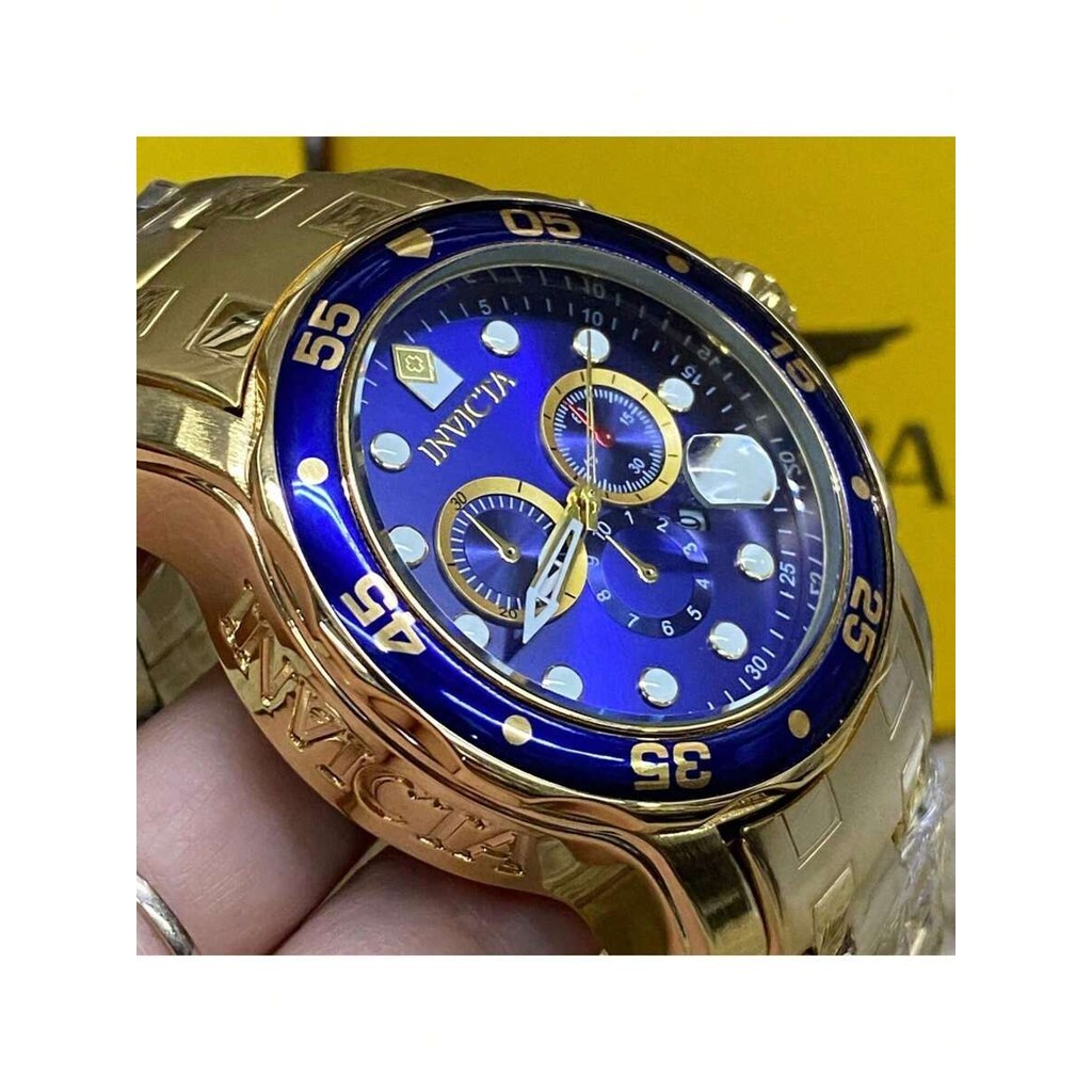 Relógio Invicta 0073 Pro Diver Scuba Gold Azul, relógio com caixa reforçada,
relógio moderno masculino, com caixa