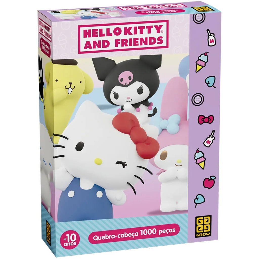 Quebra Cabeça 1000 Peças Hello Kitty e Amigos 04987 - Grow em Oferta na Shopee