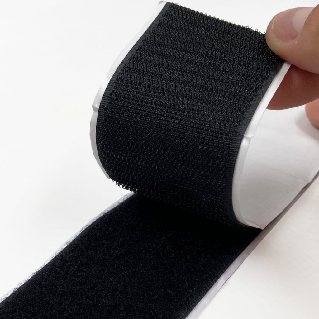 Fita Fecho De Contato Adesivo Dupla Face Preto 50mm X 3 Mts Preto