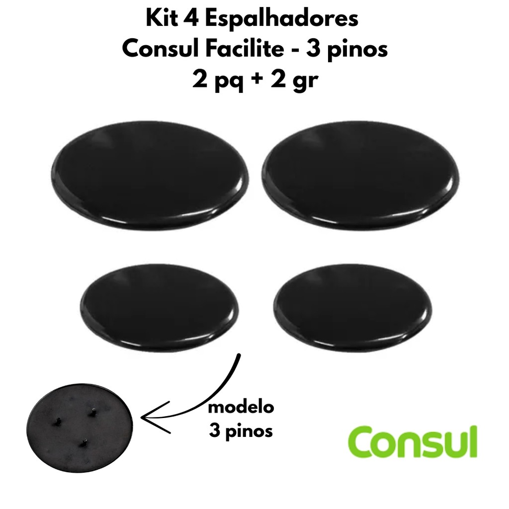Kit Espalhadores Tampa Fogão Consul Facilite 4 Bocas
