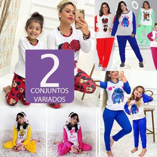 Kit 4 Peças Pijama Personagem Adulto Infantil