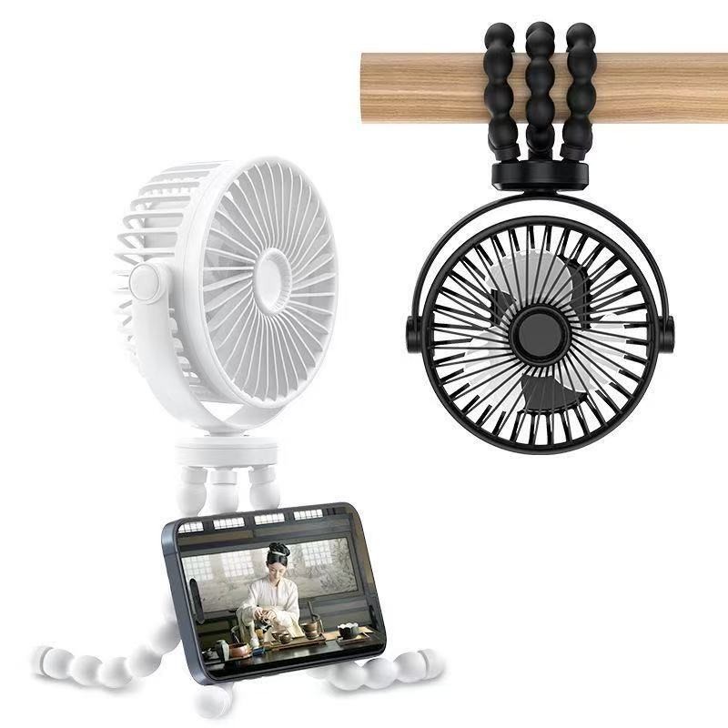 Ventilador 3 Velocidades Portátil de Carrinho de Bebê USB Recarregável Garra Ajustável 360°