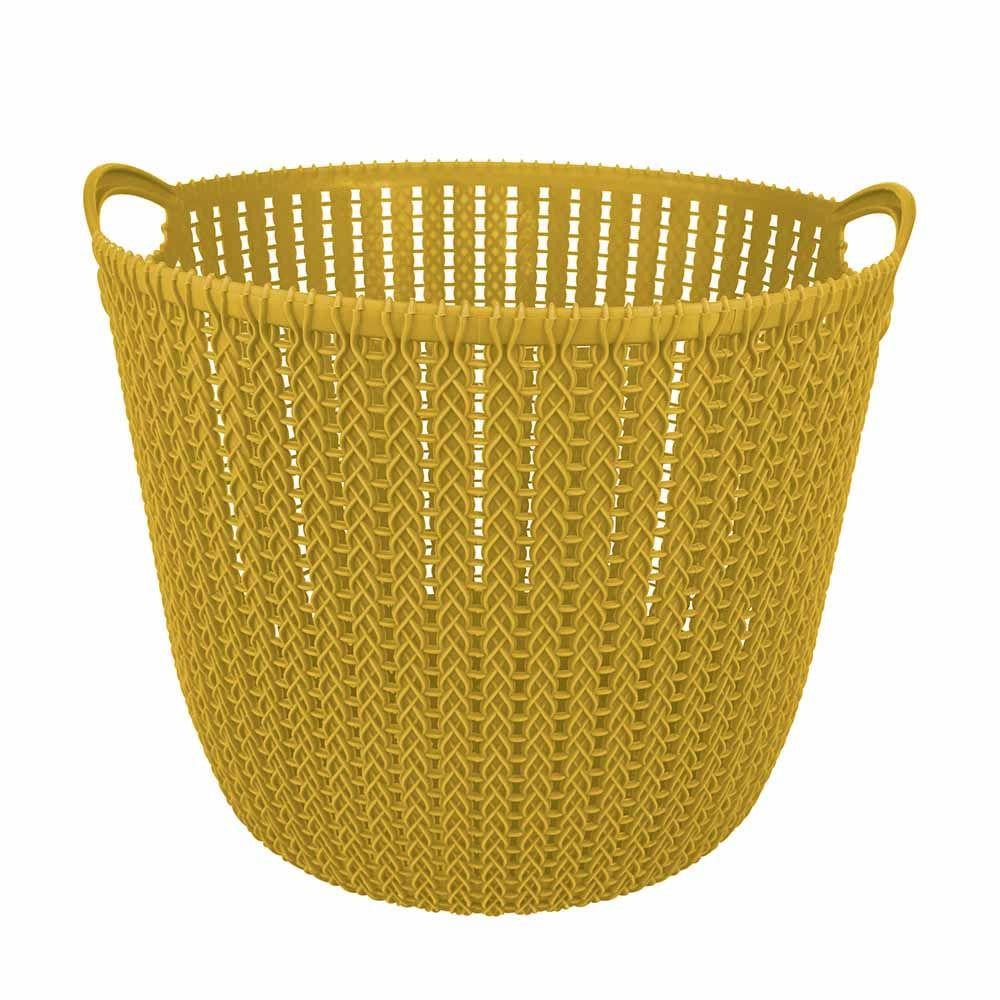 Cesto Trançado Circular Médio Mostarda em Oferta na Shopee
