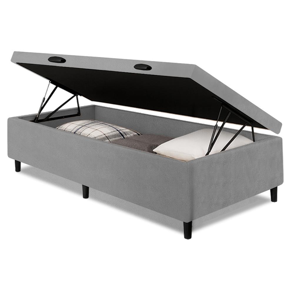 Cama Box com Baú Solteiro 0,88m com 41cm de Altura Prince Cinza em Oferta na Shopee