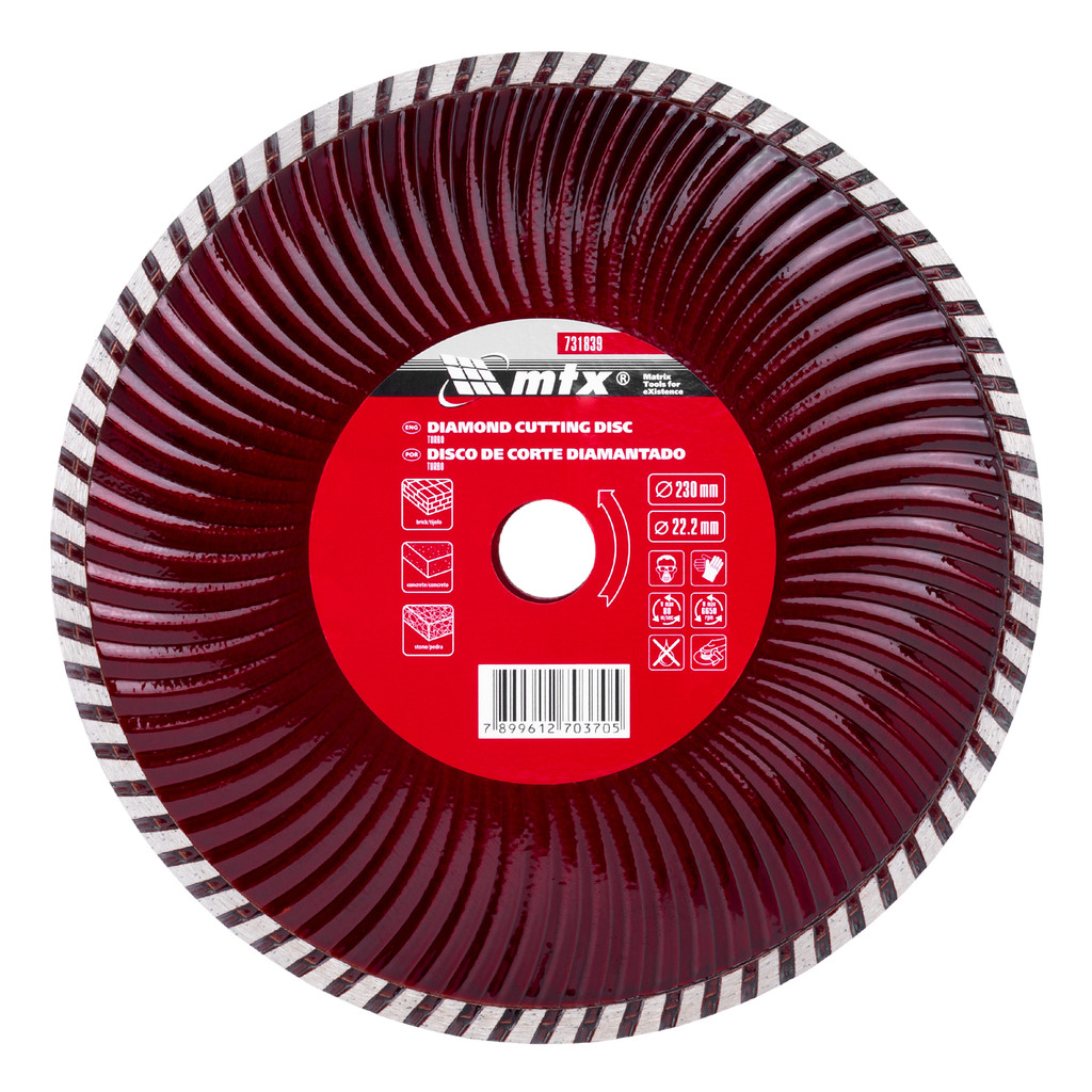 DISCO DE CORTE TURBO, DIAMANTADO, CORTE SECO, 230 X 22,2MM, 1PC // MTX