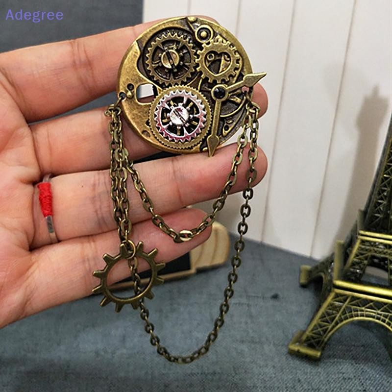 Adegree Retro Steampunk Engrenagem Broches sel Corrente Lapela Pinos Camisa Masculina Terno Crachá Jóias Acessórios Novo