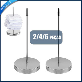 Kit 2/4 Espeto Para Papel Pedido Comanda Bar Restaurante Escritório Inox Fixar Papel Metal Prata