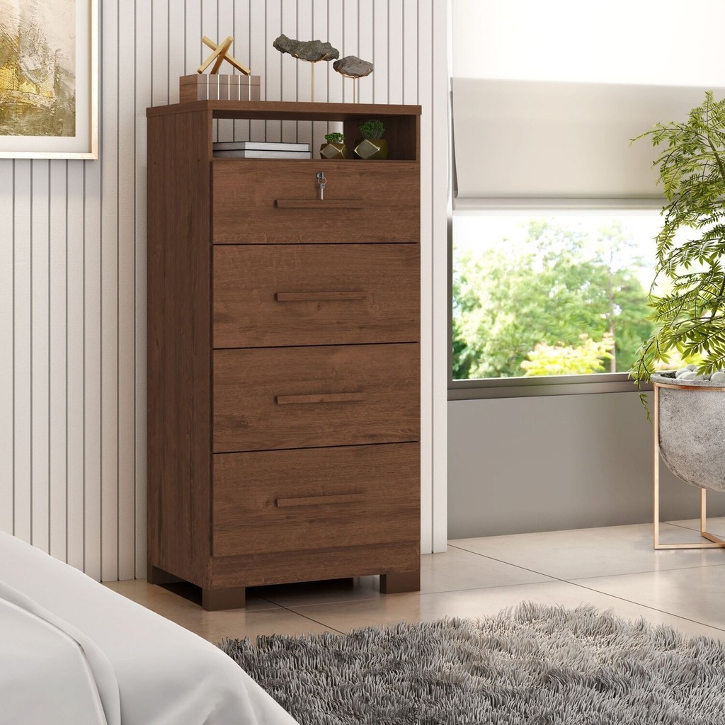 Cômoda Primordial Max 4 Gavetas Marrom/Jacarandá Jacaranda