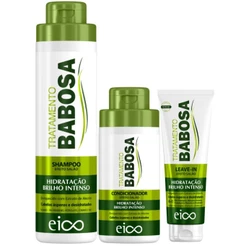 Kit Eico Babosa Shampoo 800ml Condicionador 450ml Leave-In Finalizador Creme 200ml