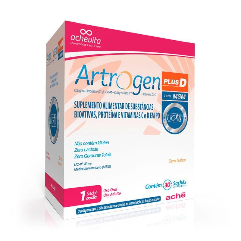 Suplemento Alimentar Artrogen Plus D Colágeno + MSM Sem Sabor 30 Sachês 11,5g Cada